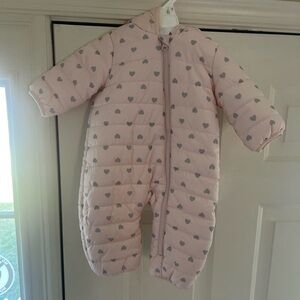 Mighty goods- Pink Heart Pattern Baby Snowsuit
